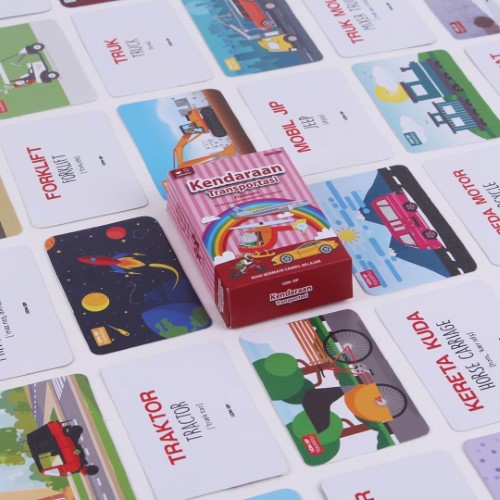 Flash Card Kendaraan - Kartu Belajar Anak Bergambar - Konsep Studio